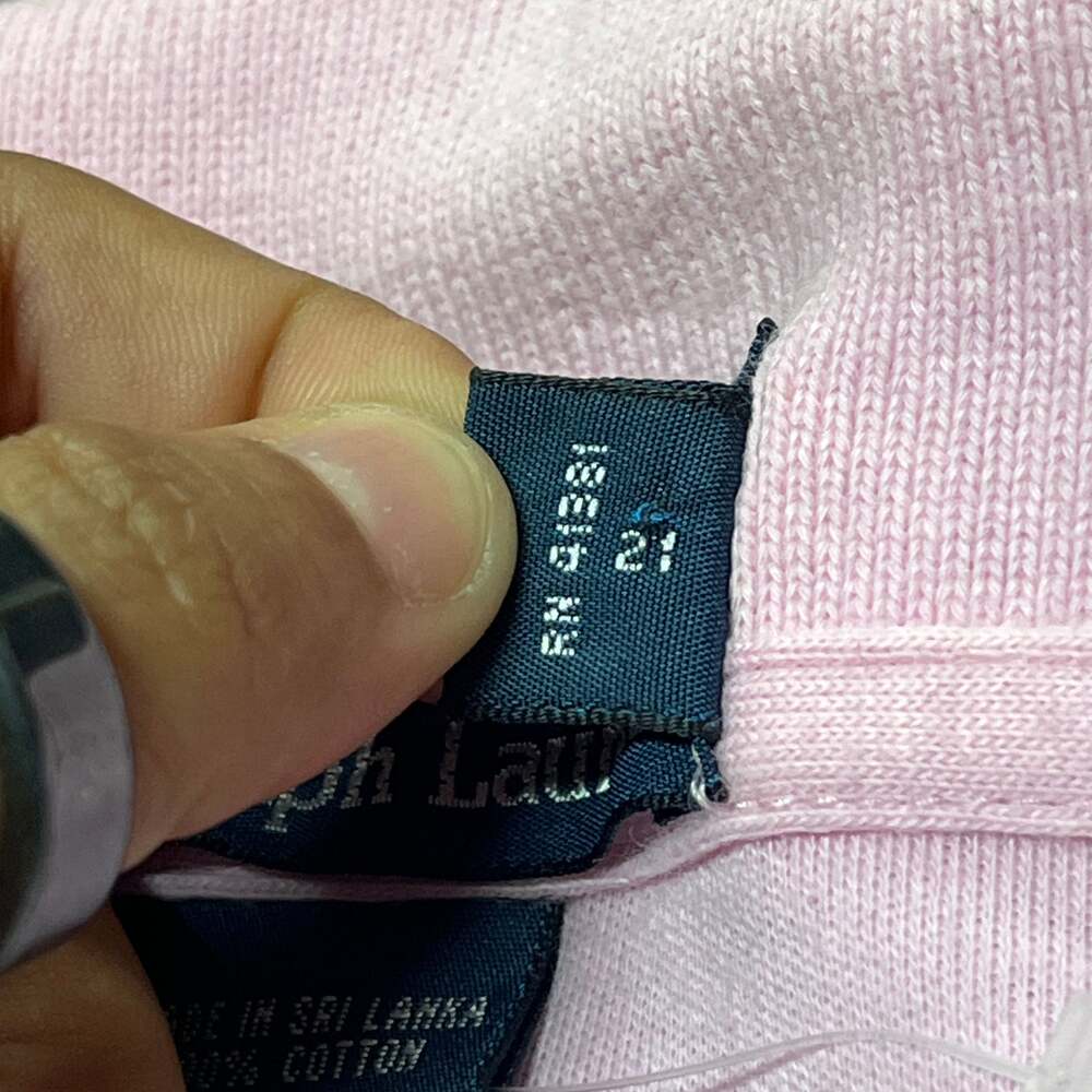 Vintage Polo Ralph Lauren Pink and White Striped Short Sleeve Polo Shirt with Gr - Picture 5 of 7